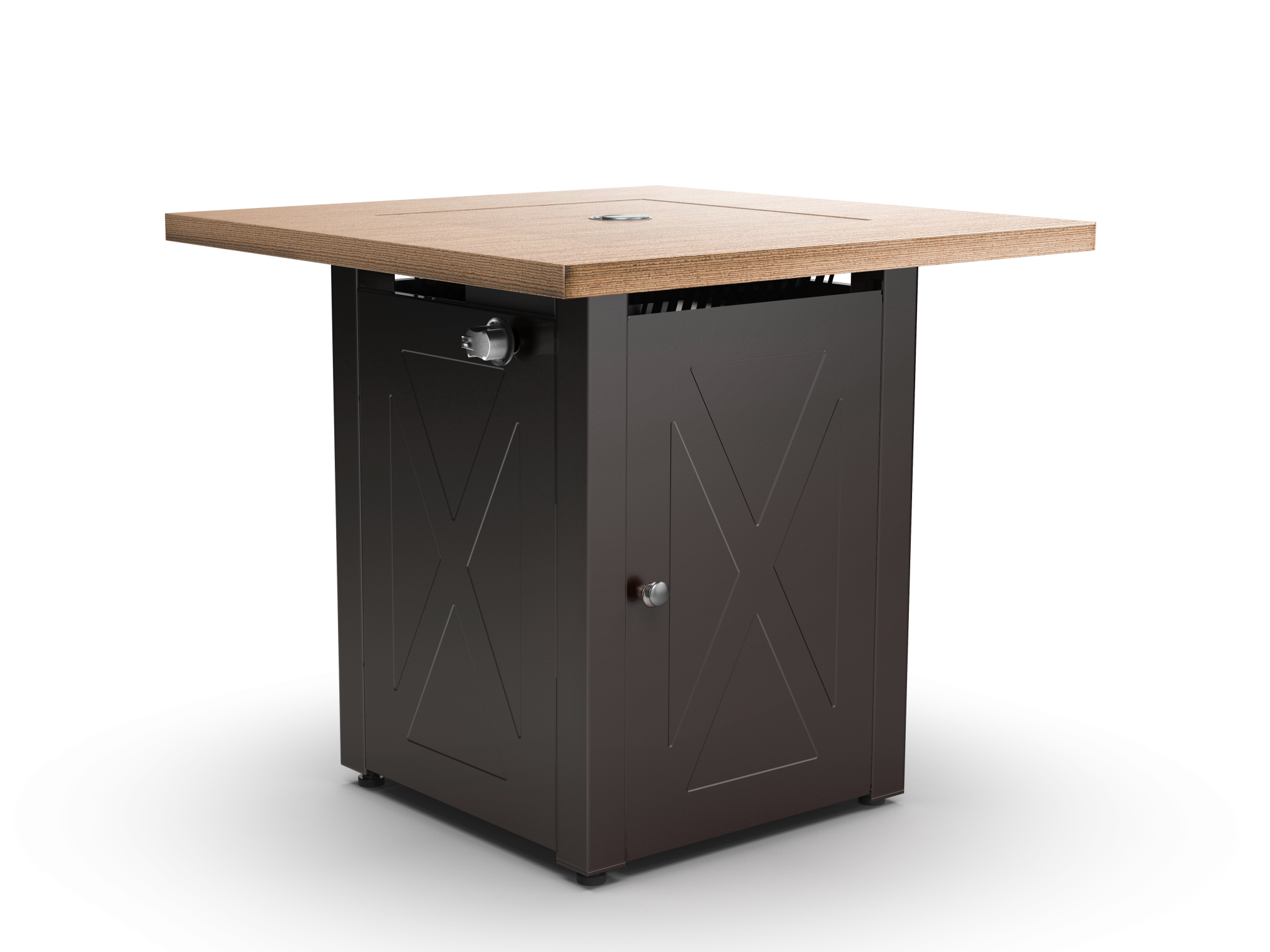 28in Outdoor Propane Fire Pit Table 50000 BTU Square Wood Grain Gas Fire Table