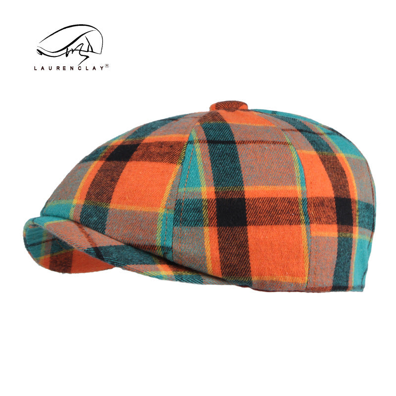 Men's Plaid Beret Octagonal Cap