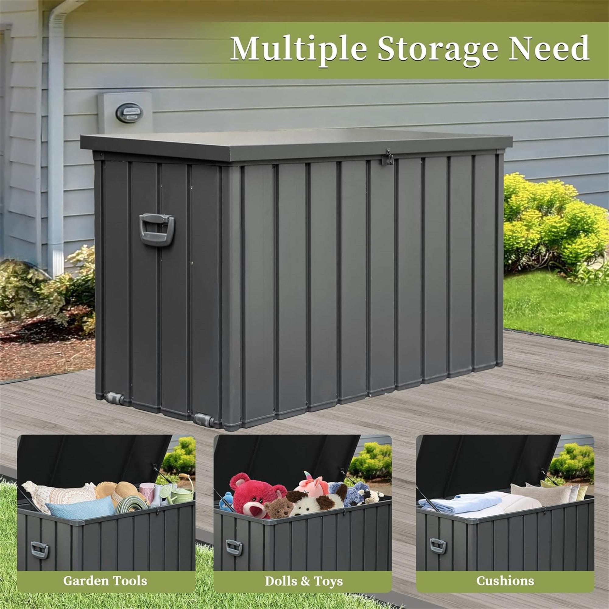 Outdoor Storage Deck Box Waterproof, Large Patio Storage Bin for Outside Cushions, Throw Pillows, Garden Tools, Lockable