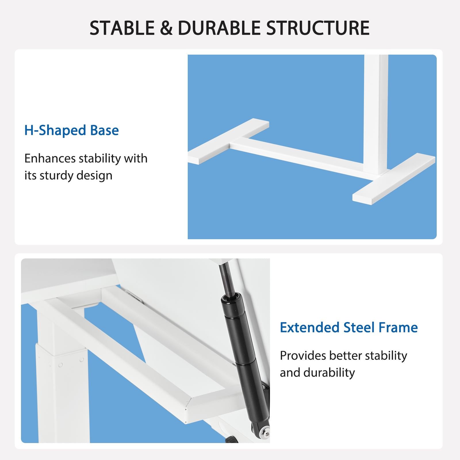 Adjustable Overbed Table with Wheels, Mobile Rolling Laptop Desk, Tilting Bedside Table for Laptop, Bed, Sofa, and Office Use, Black