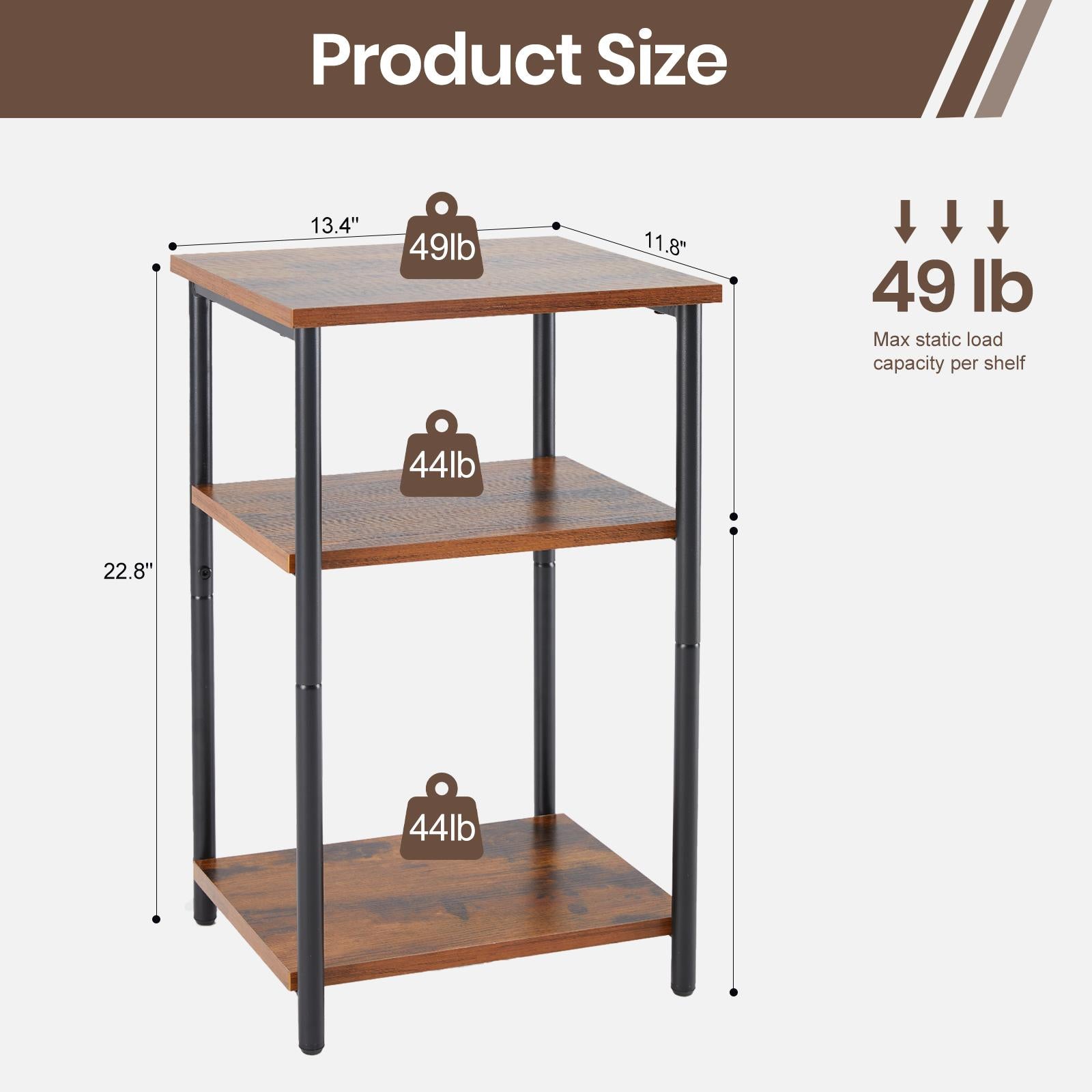 3 layer coffee table with adjustable height, small bedside table, storage shelf, suitable for bedroom, living room, office space saving