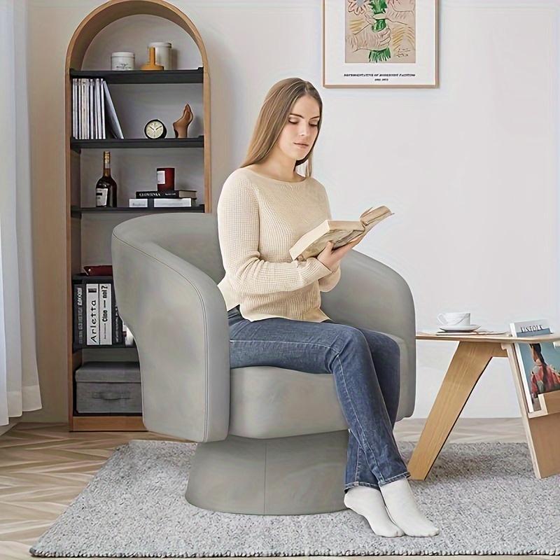 Modern Velvet Swivel Barrel Chair – 360° Rotating Accent Chair with Round Arms for Living Room