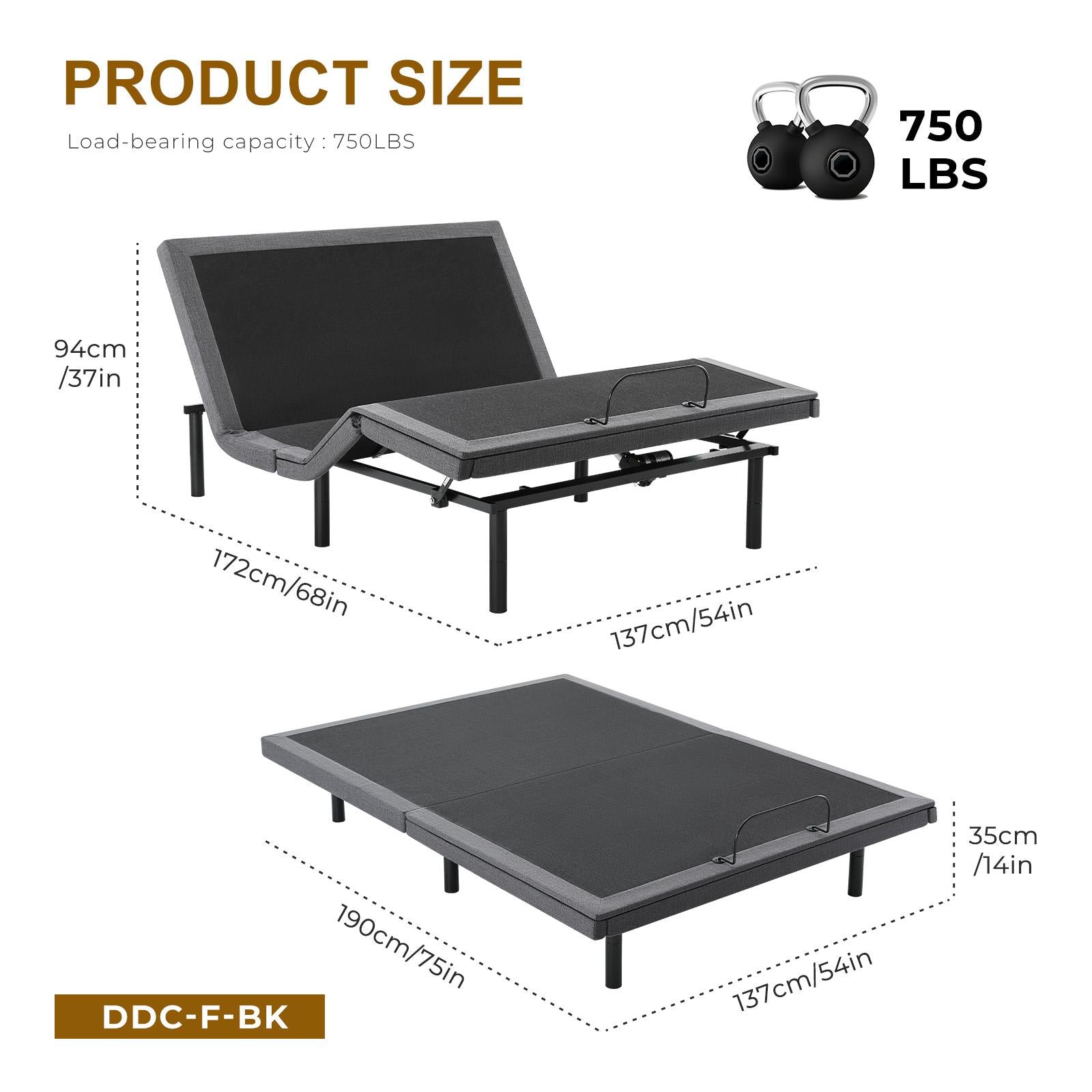 Electric Bed Full, Bed Frame with Wireless Remote, Head and Foot Incline, Zero Gravity Bed, Anti-Snore, Easy Assembly