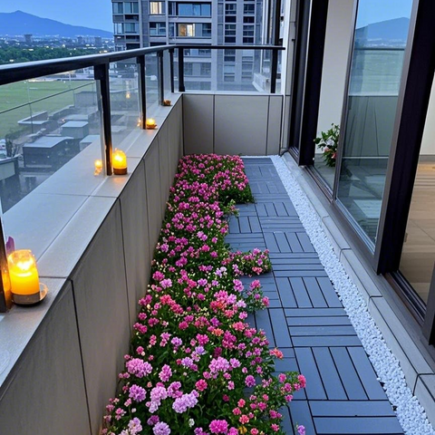 Plastic Interlocking Deck Tiles,44 Pack Patio Deck Tiles,12"x12" Square Waterproof Outdoor All Weather Use, Patio Decking Tiles for Poolside Balcony B