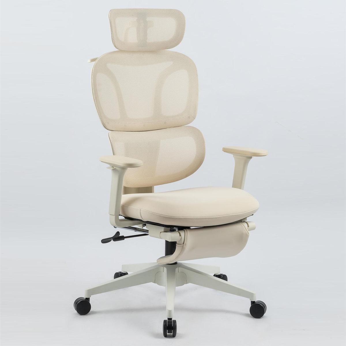 Foam office chair, ergonomic office chair, foam base, adjustable headrest, armrests, foot rests, with hanger, suitable for home office and corporate o