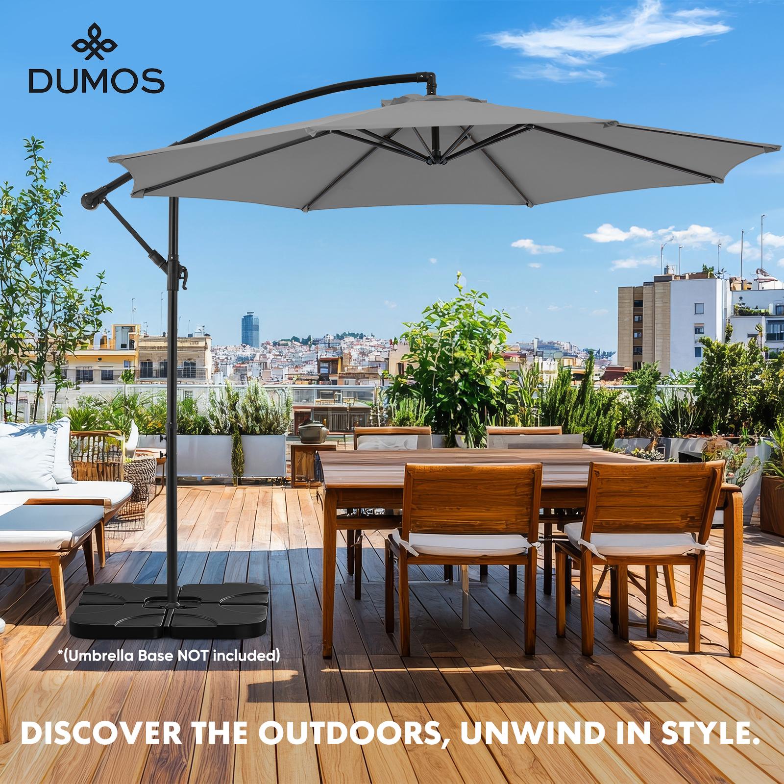 9.8FT Offset Patio Umbrella Hanging Cantilever Umbrella Outdoor Sun Shade with Easy Tilt Adjustment, 8 Ribs, UV Protection for Backyard, Lawn