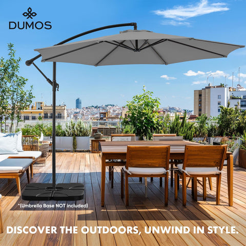 9.8FT Offset Patio Umbrella Hanging Cantilever Umbrella Outdoor Sun Shade with Easy Tilt Adjustment, 8 Ribs, UV Protection for Backyard, Lawn