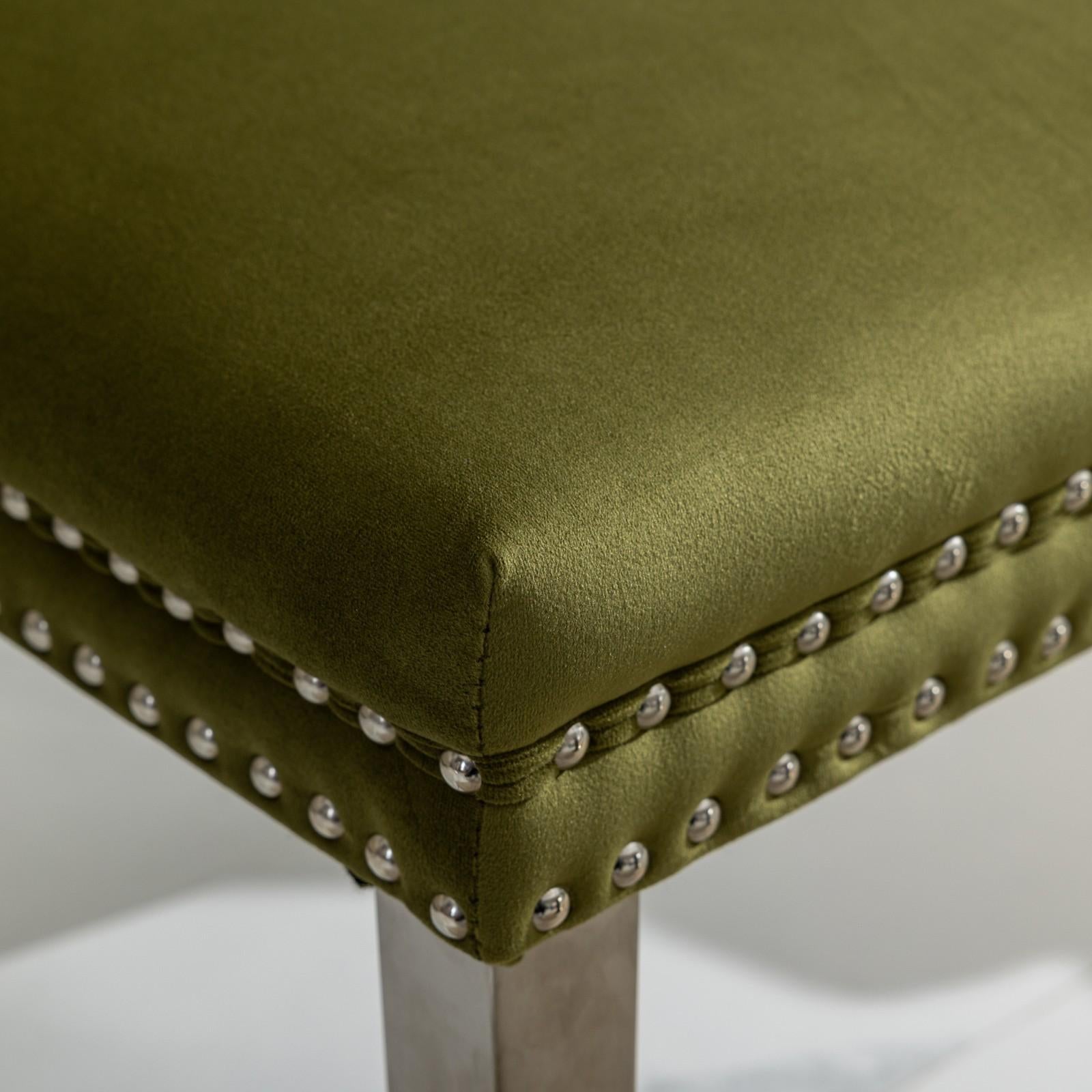 Modern, High-end Tufted Solid Wood Contemporary Velvet Upholstered Dining Chair with Chrome Stainless Steel Plating Legs,Nailhead Trim,Set of 2