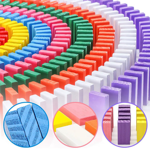BigOtters Dominos Set for Kids,360 PCS Dominoes Wooden Building Blocks Stacking Educational Racing Toy Games, Party Favor for Boys and Girls, 12 Colors
