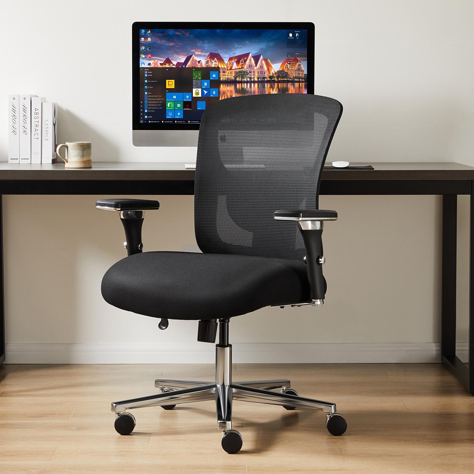 Big and Tall Office Desk Chair with Lumbar Support, 500LBS Heavy Duty Mesh Ergonomic Computer Chair with Arm and Wide Comfy Seat