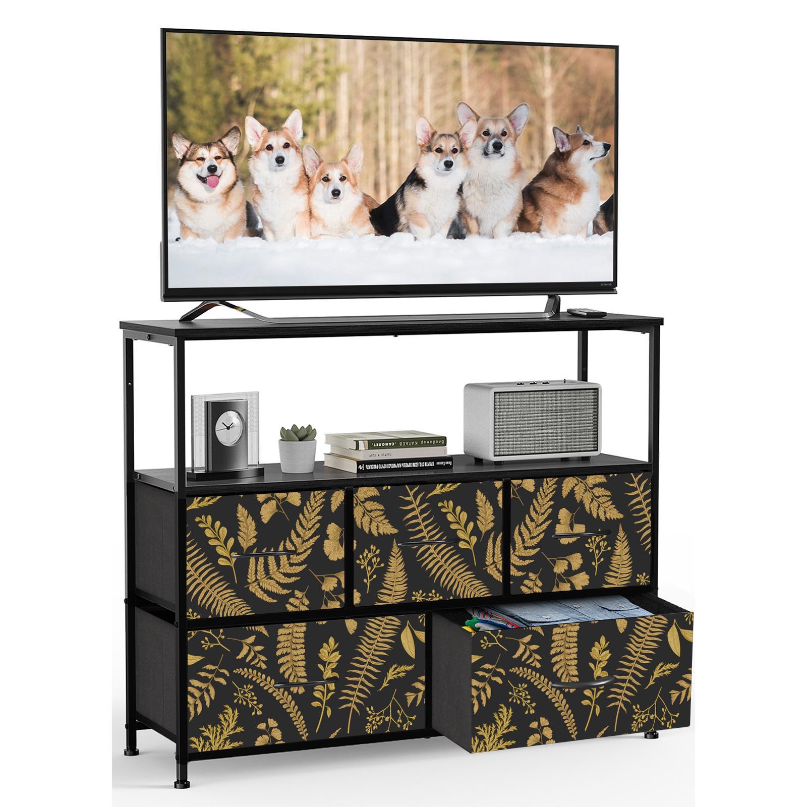 5-Drawer TV Stand with Anime Botanical Design - 5BCTV-4183-AB-031