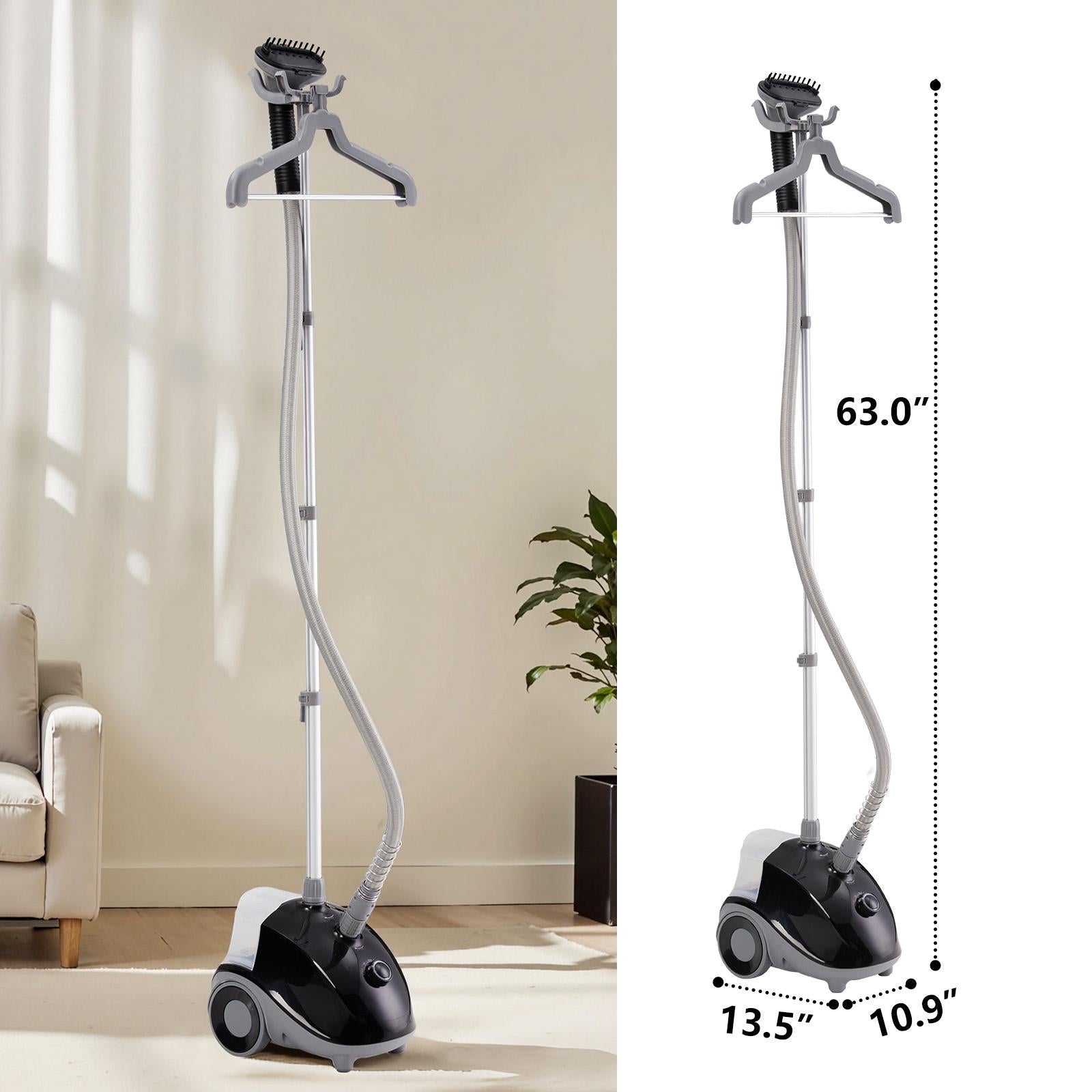 Standing Garment Steamer, 1500W Powerful Steamer for Clothes with Roll Wheels, 1.7L Water Tank for 55 Min Continuous Steaming