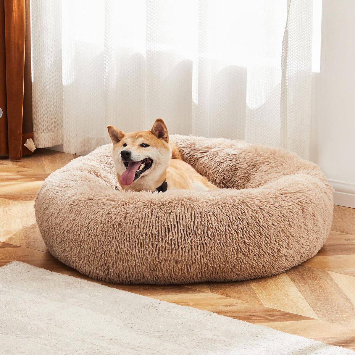 Anti-Slip Round Fluffy Plush Faux Fur Cat Bed