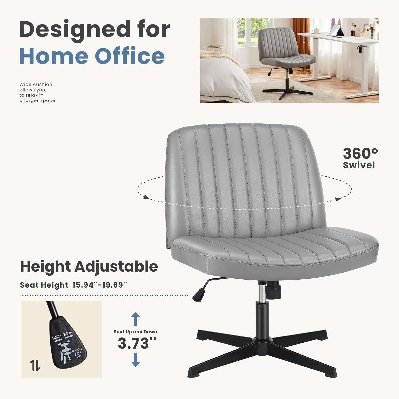 Cross-Legged Chair,No Wheels Armless Swivel Home Office Chair