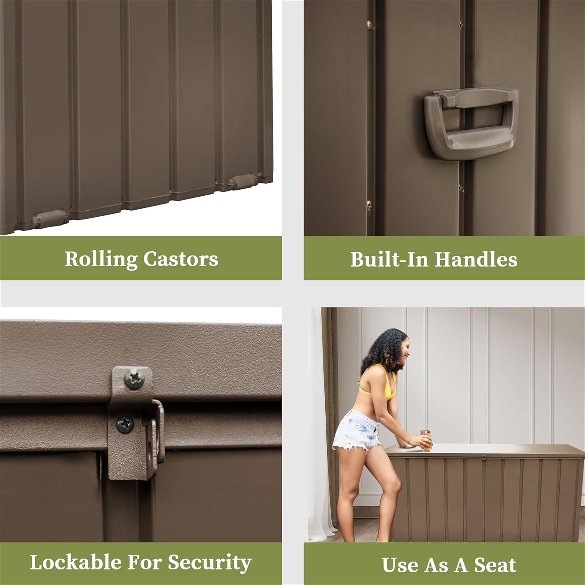 Outdoor Storage Deck Box Waterproof, Large Patio Storage Bin for Outside Cushions, Throw Pillows, Garden Tools, Lockable