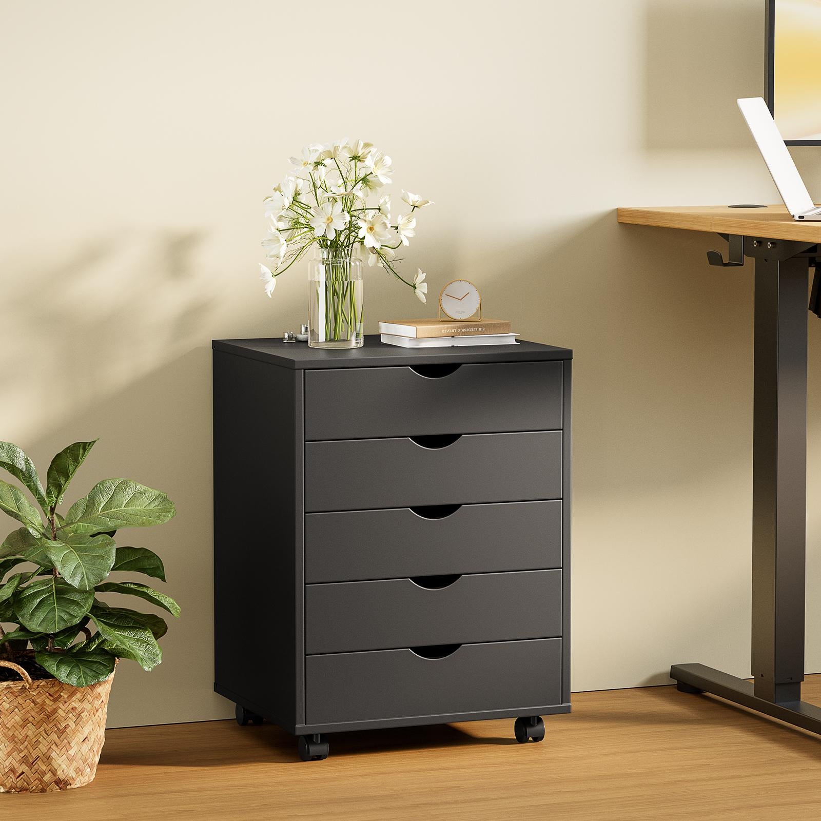 Panana 5/7 Drawer Chest, Wooden Tall Dresser Storage Dresser Cabinet With Wheels