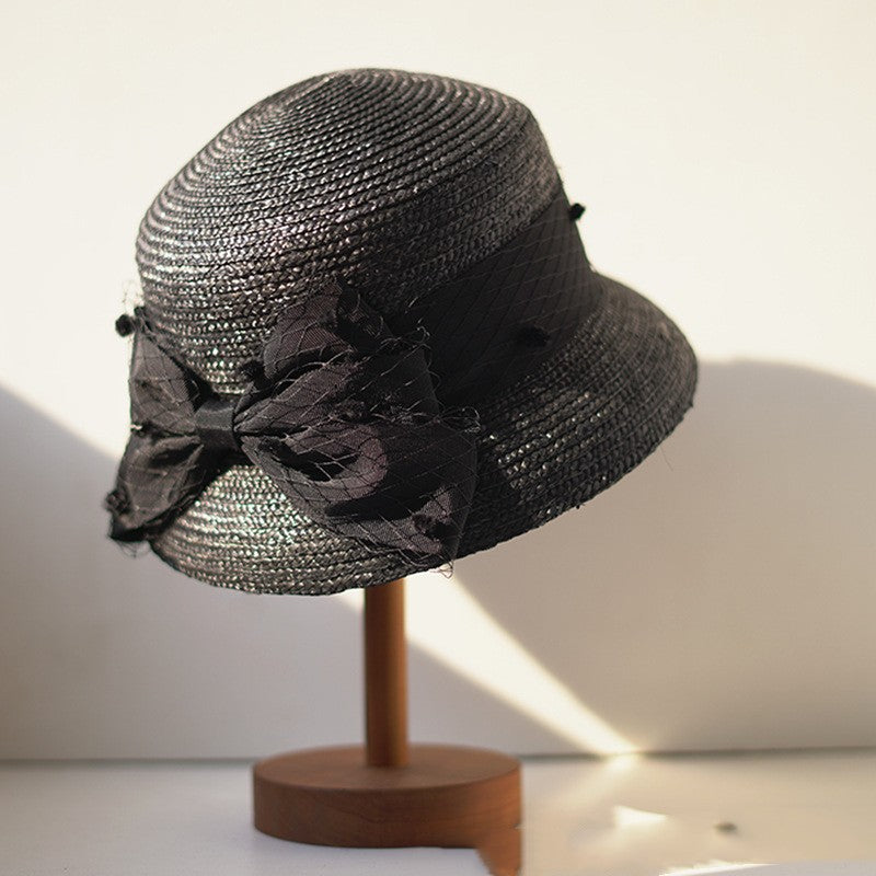 Fashionable All-match Personalized Bow Mesh Sunshade Straw Hat