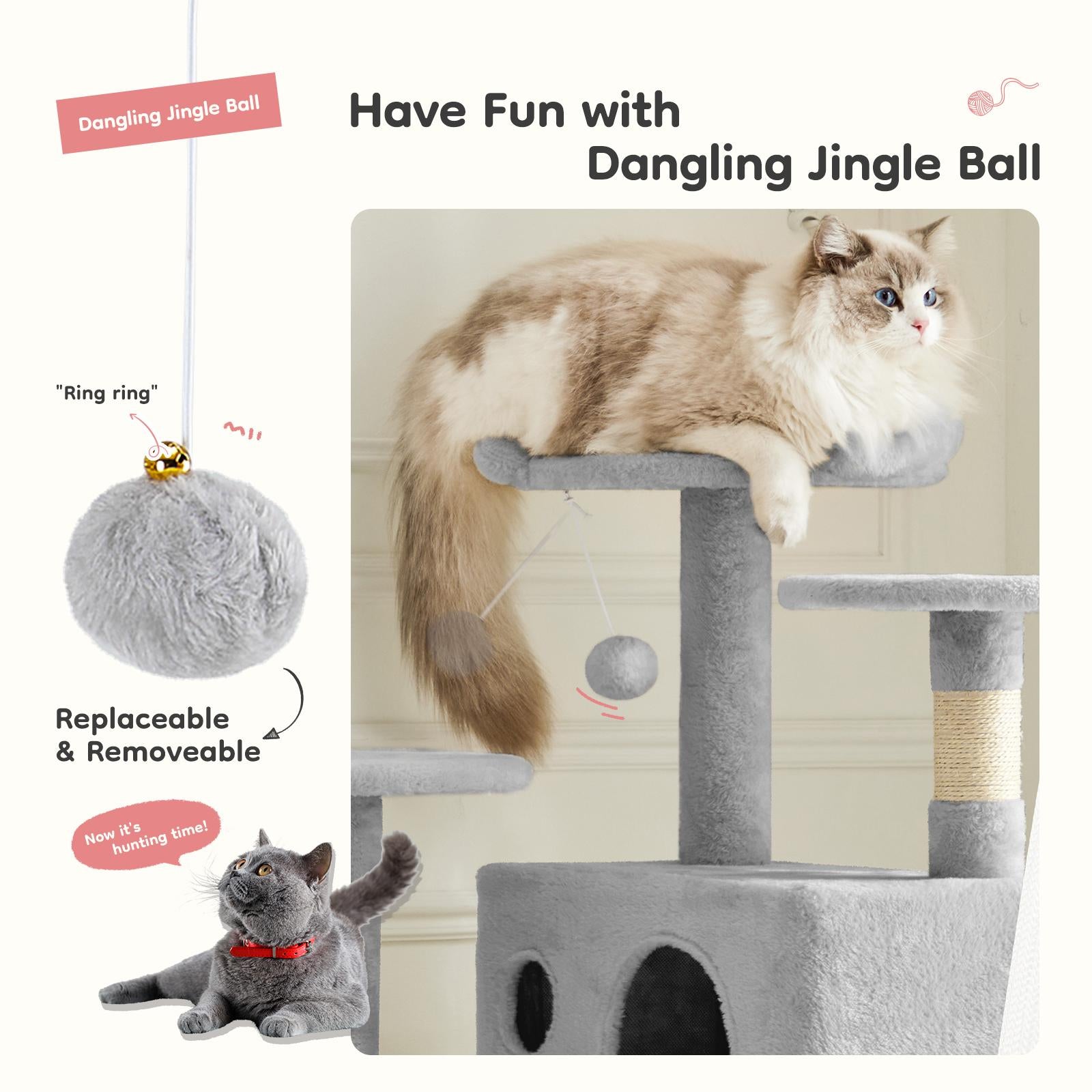 Multi-functional cat tree house cat climbing frame, lounge and recreation area detachable toy