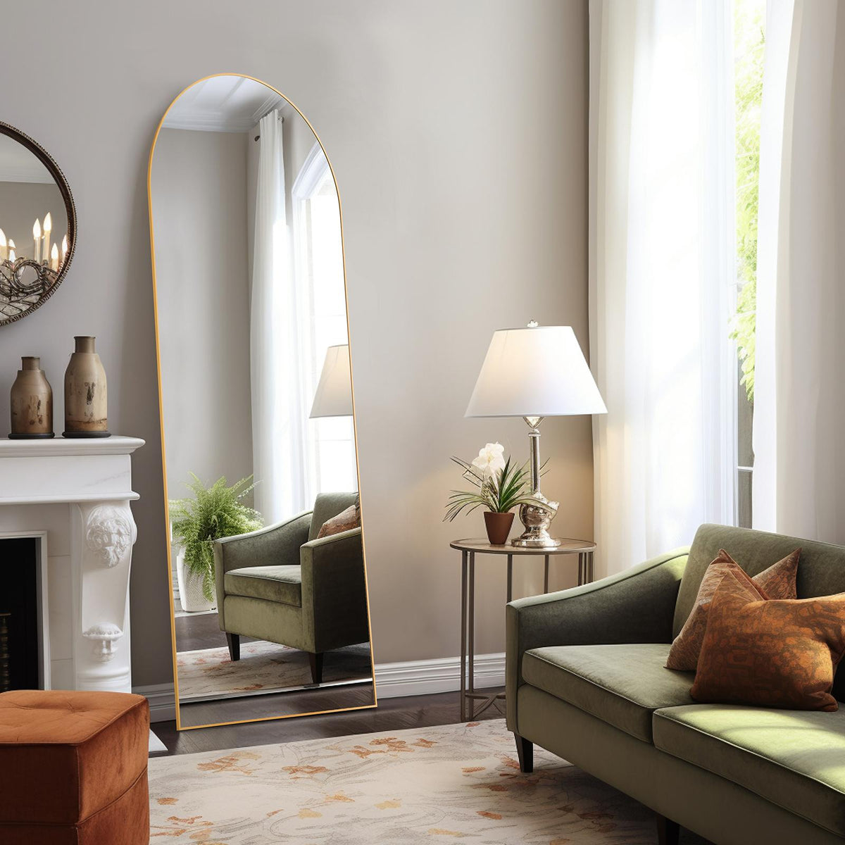 Arched Full Length Mirror  Full Body Mirror Floor Mirror Standing Hanging or Leaning Wall