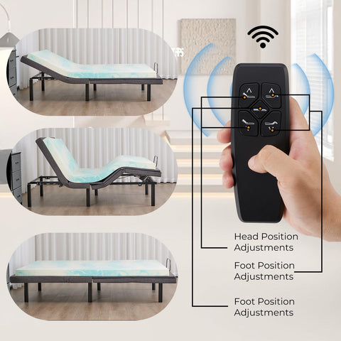 Electric Bed Full, Bed Frame with Wireless Remote, Head and Foot Incline, Zero Gravity Bed, Anti-Snore, Easy Assembly