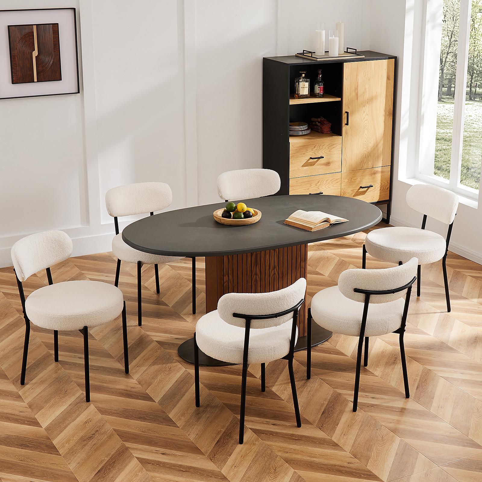 White Seat Cushion Black Steel Frame Comfort Dining Room Chair with Upholstered Backrest for Dining Room Bedroom