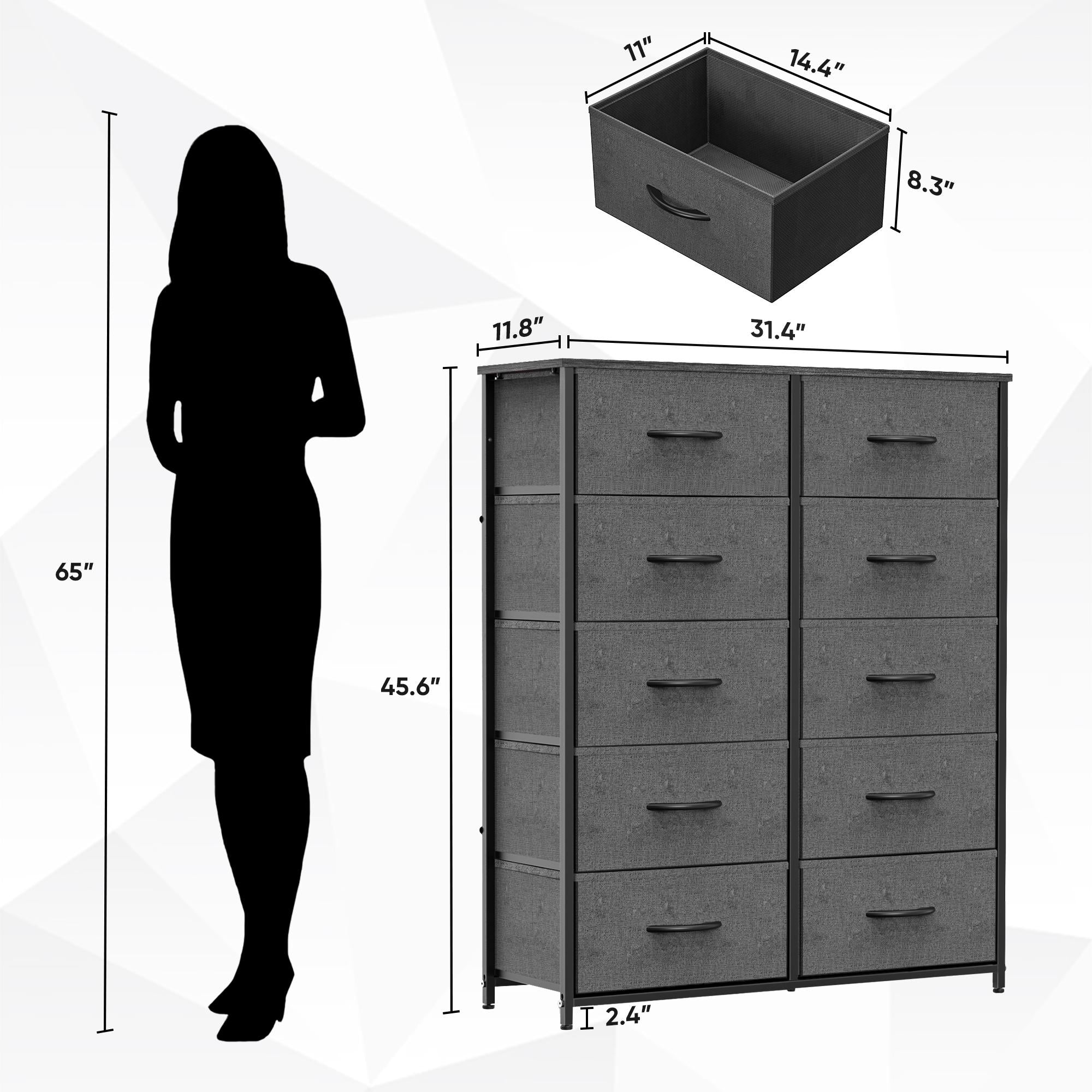 Dresser for Bedroom, Drawer Dresser Organizer Storage Drawers Fabric Storage Tower