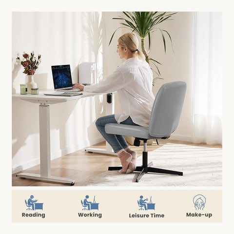 Cross-Legged Chair,No Wheels Armless Swivel Home Office Chair
