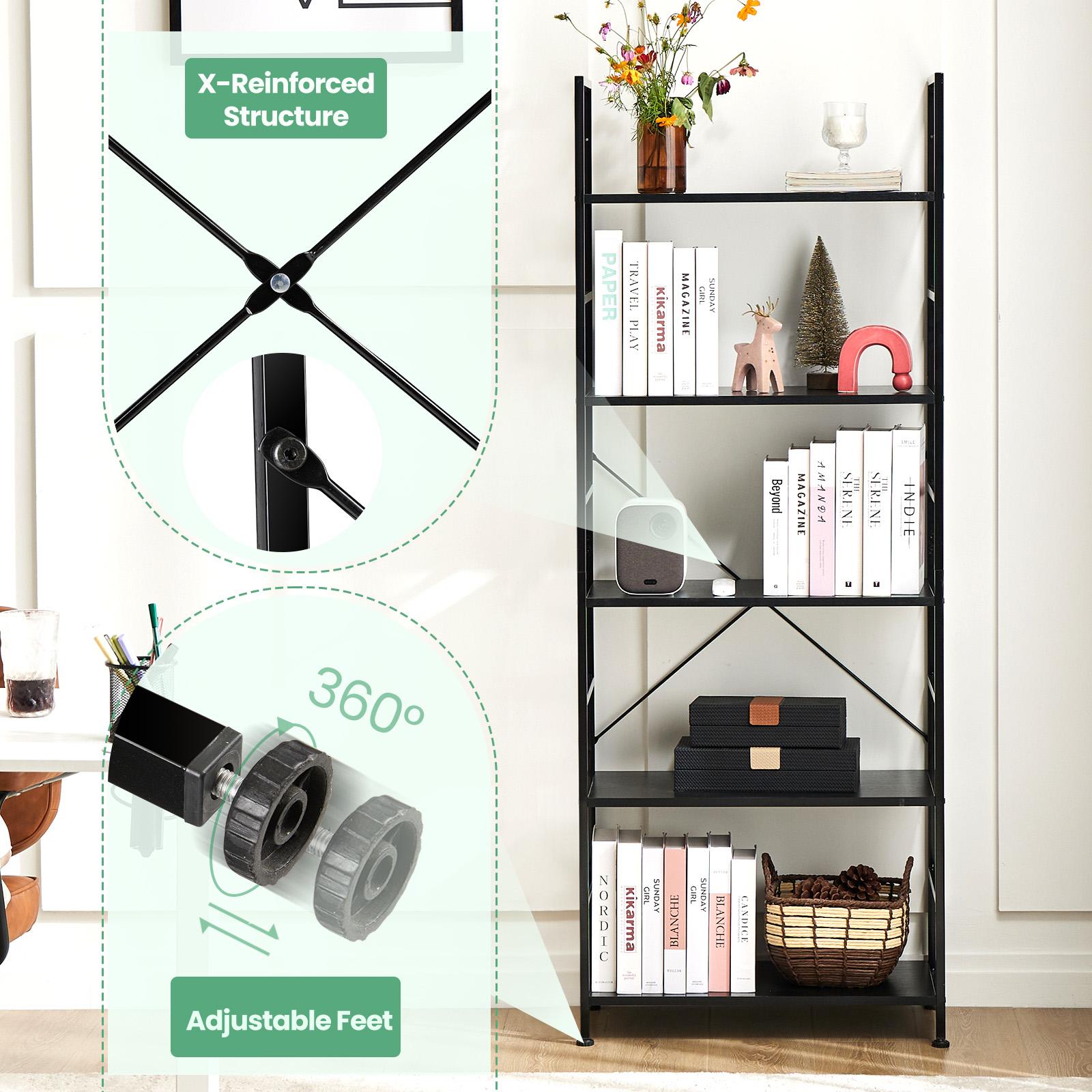 5 Tiers Bookshelf, Classically Modern Book Shelf, Book Rack, Storage Rack Shelves in Living Room/Home/Office