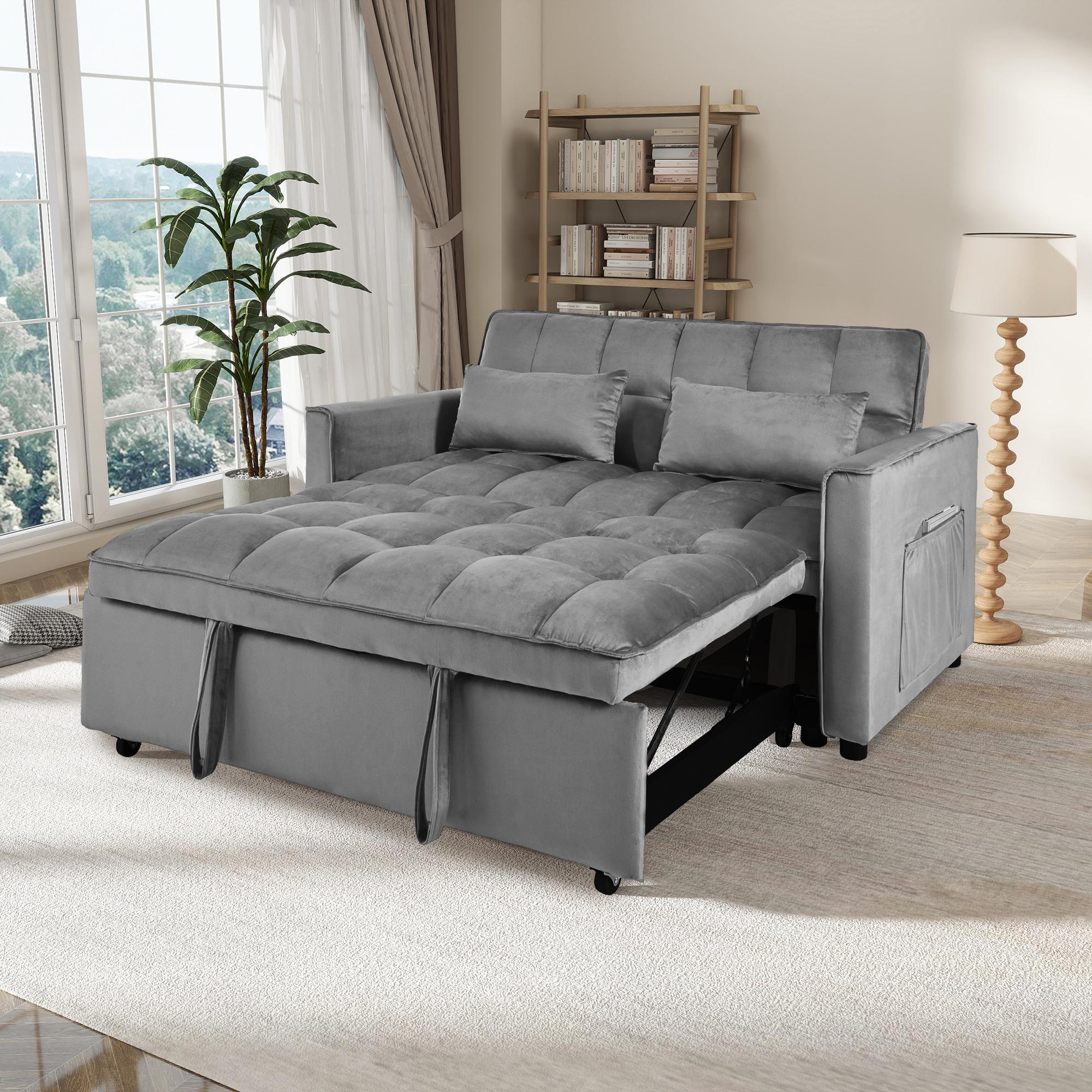 Convertible Sofa Bed,3-in-1 Pull Out Couch Bed with Reclining Backrest and Pillows,Sofa Bed Full Convertible Sleeper Loveseat for various occasions
