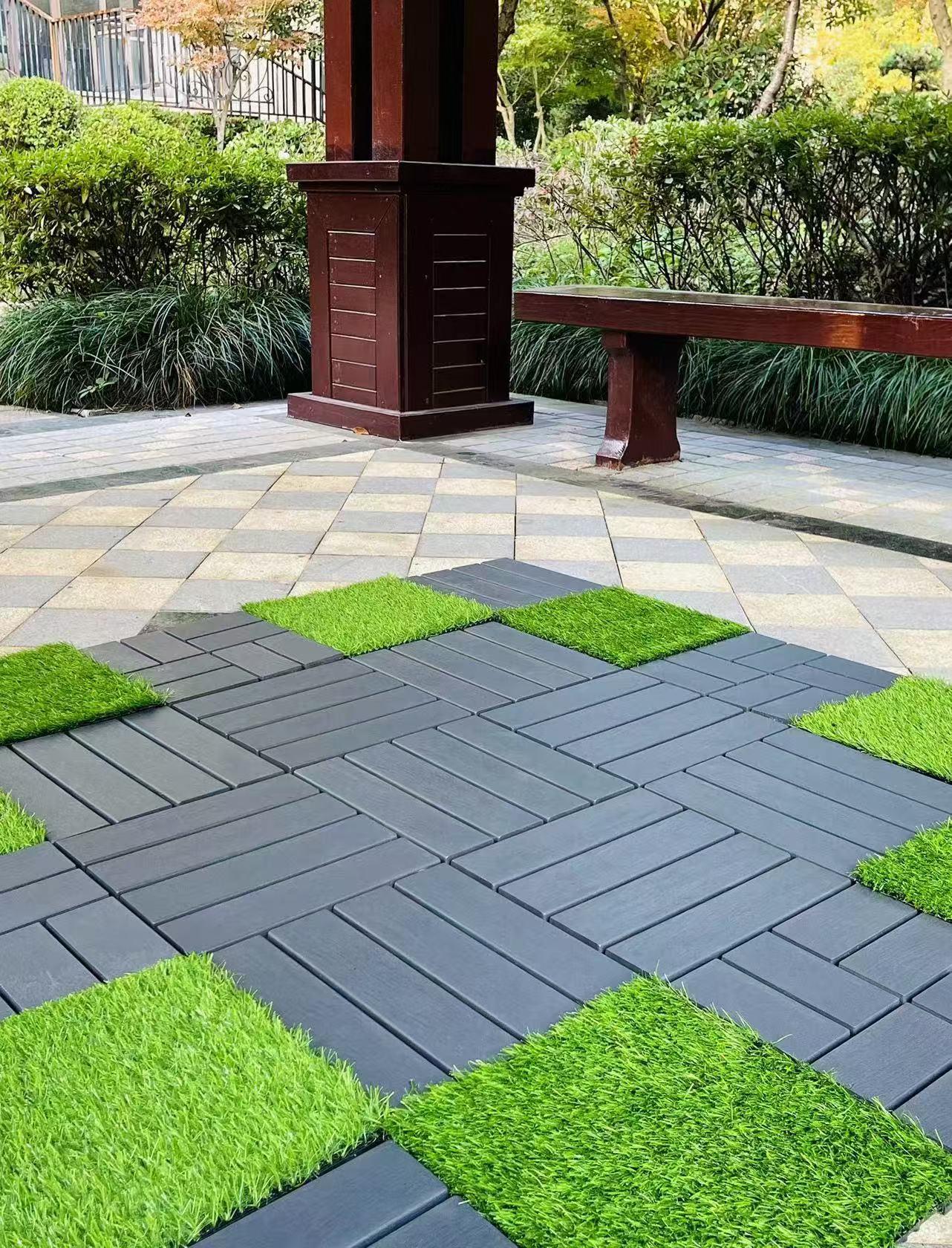 Plastic Interlocking Deck Tiles,44 Pack Patio Deck Tiles,12"x12" Square Waterproof Outdoor All Weather Use, Patio Decking Tiles for Poolside Balcony B