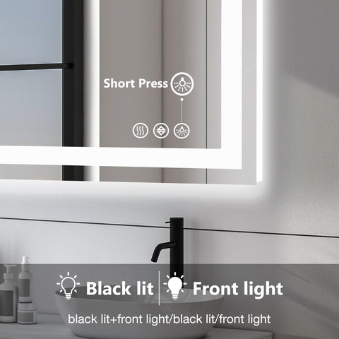 Anti-fog LED Bathroom Mirror with Dual Light Source and Three Lighting Modes