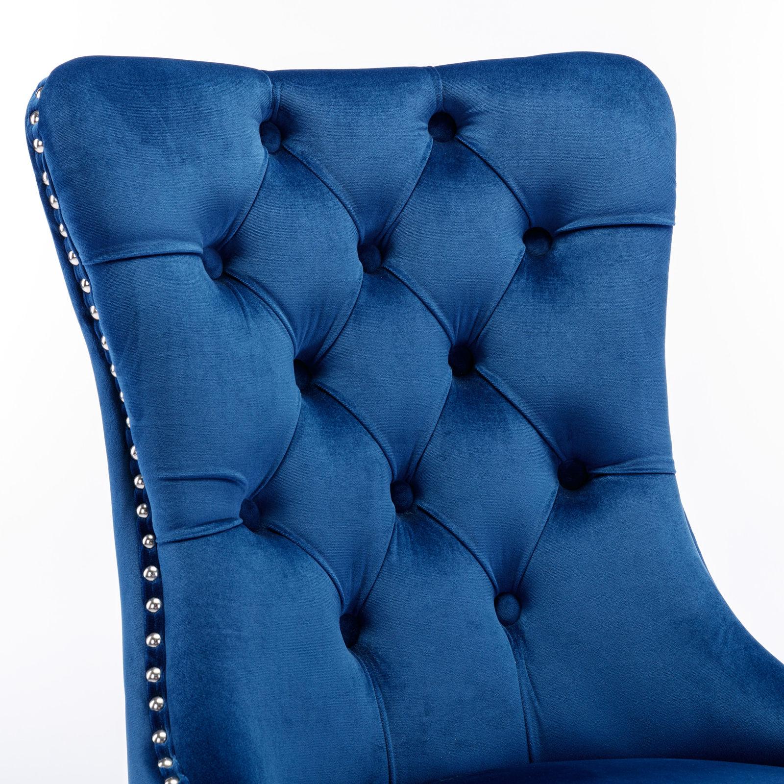 Modern, High-end Tufted Solid Wood Contemporary Velvet Upholstered Dining Chair with Chrome Stainless Steel Plating Legs,Nailhead Trim,Set of 2