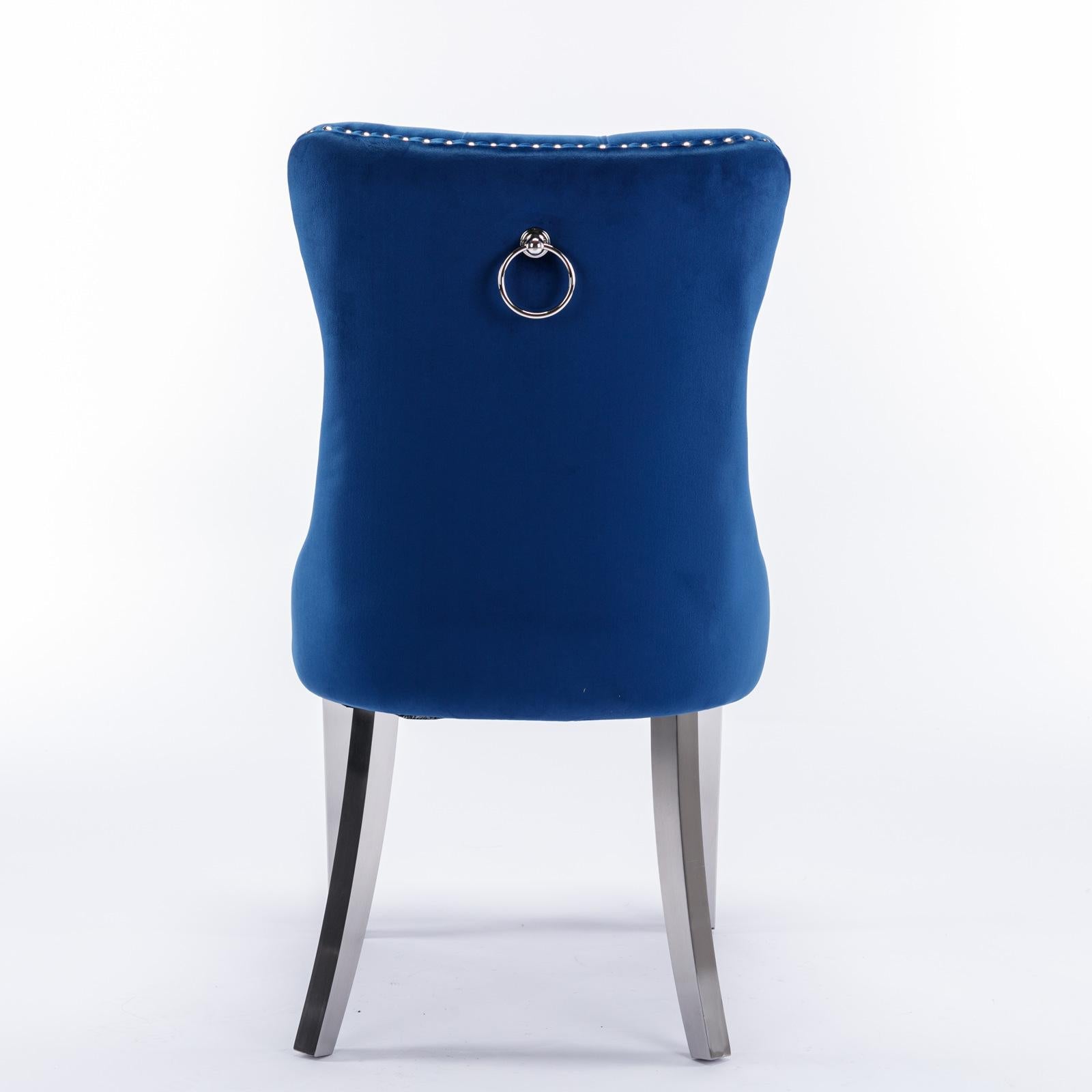 Modern, High-end Tufted Solid Wood Contemporary Velvet Upholstered Dining Chair with Chrome Stainless Steel Plating Legs,Nailhead Trim,Set of 2