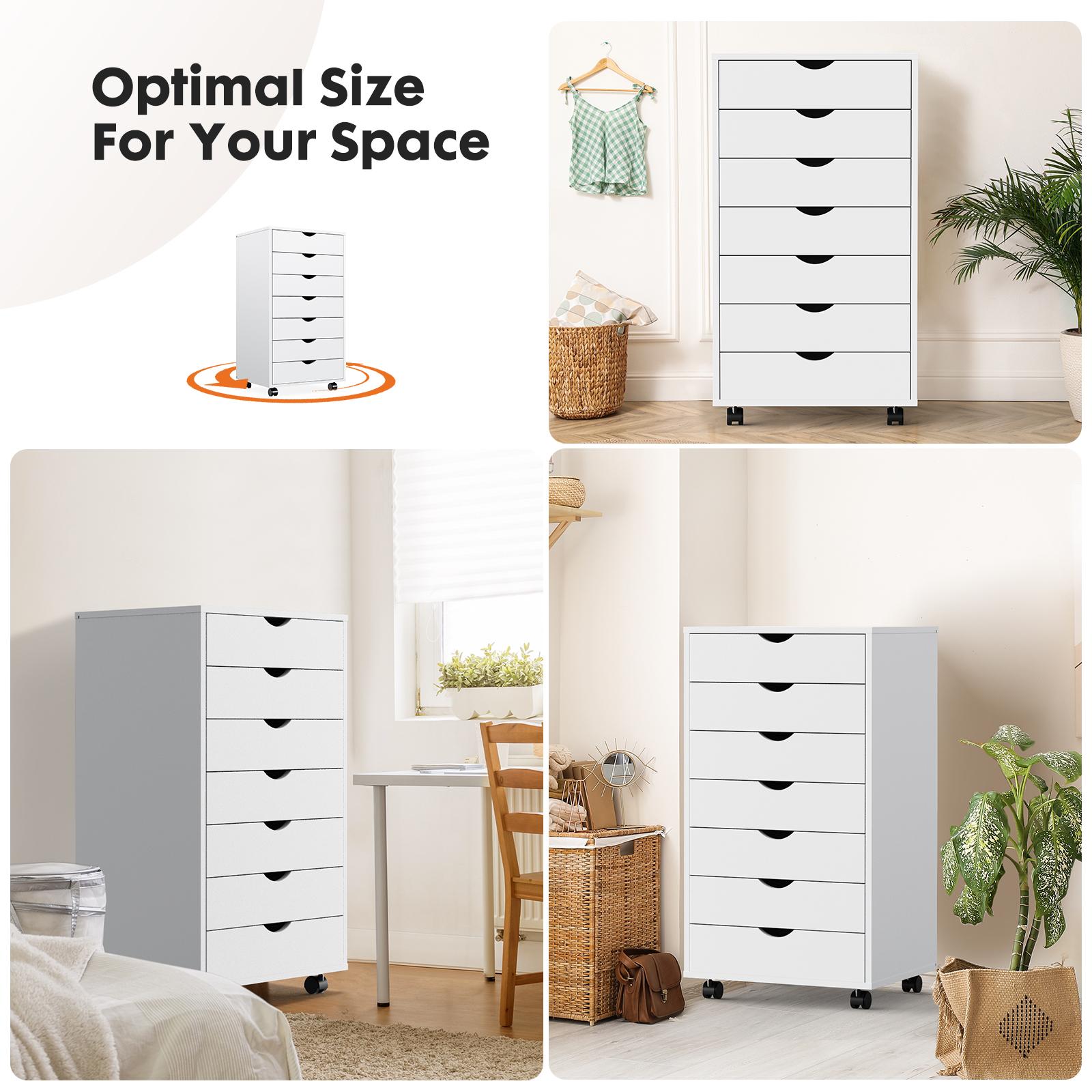 Panana 5/7 Drawer Chest, Wooden Tall Dresser Storage Dresser Cabinet With Wheels