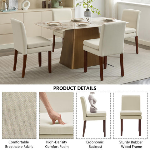 Armless linen dining chair with cushioned seat, featuring modern minimalist design suitable for various occasions.Set of 2 (2-Pack)