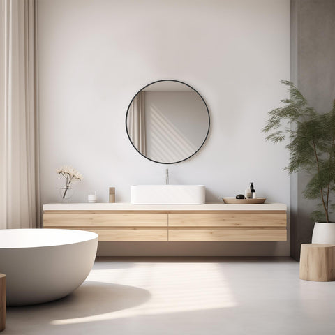 Black Round Wall Mirror 20 Inch, Bathroom Mirrors for Over Sink, Circle Mirror for Bathroom, Entryway, Bedroom, Vanity
