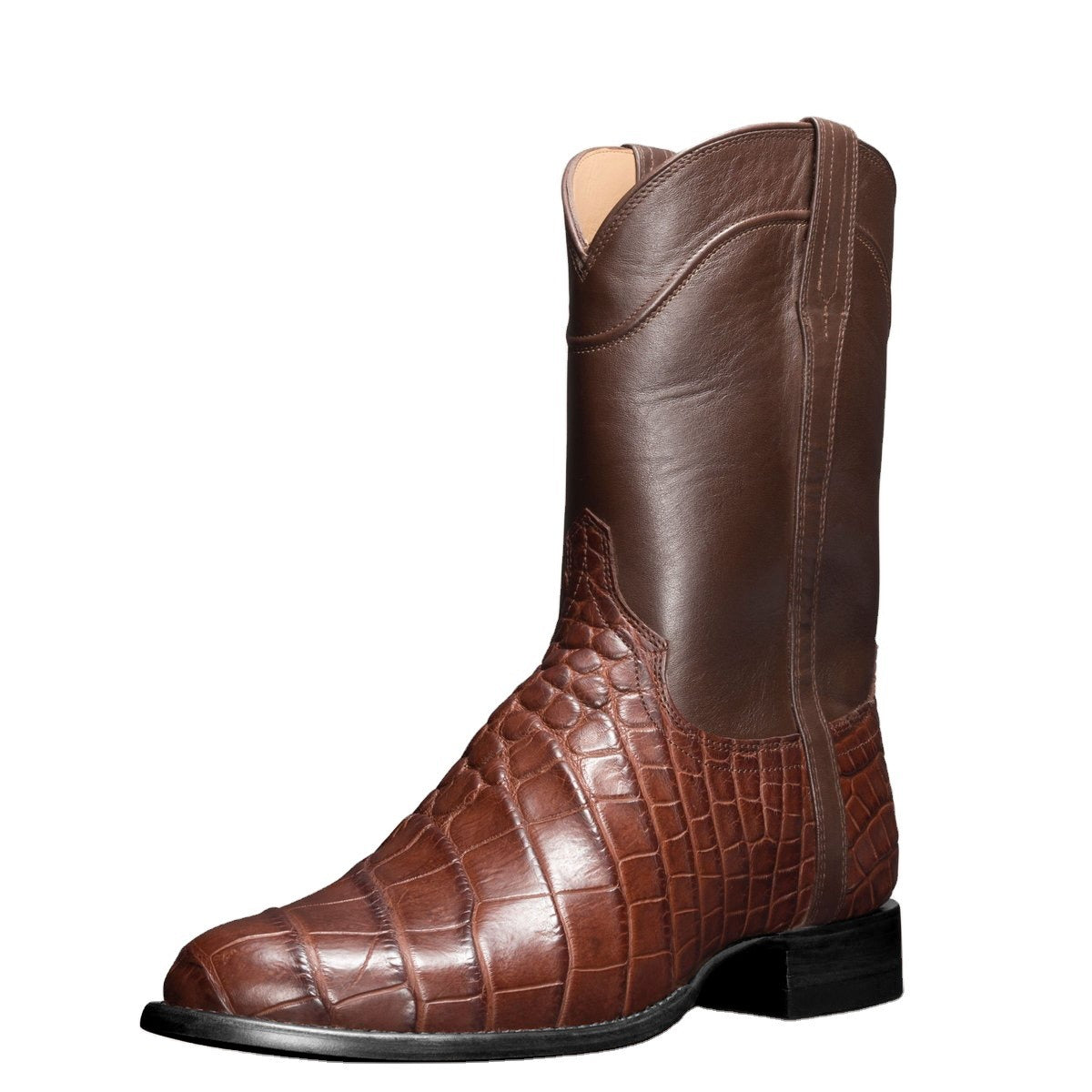 European and American Retro Men's Long Boots With Crocodile Pattern Western Denim Men's Shoes, Size 48