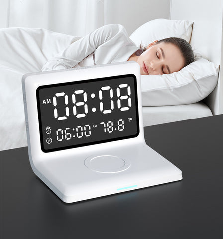 Alarm Clock Wireless Charger For Apple Wireless Fast Charging Multi-Function 3-In-1 Mobile Phone Wireless Charging