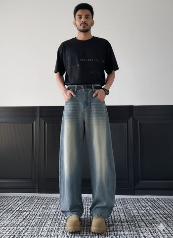 Men's Full Size Vintage Wash Wide Leg Jeans