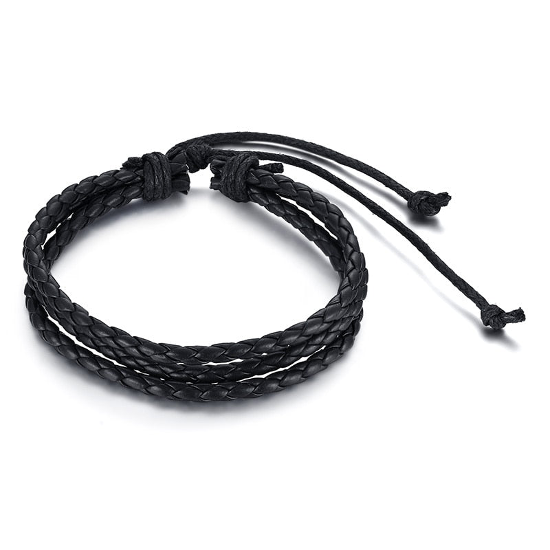 Retro Rotating Fish Bone Bead Bracelet Original Tribal Jewelry for Men Surfer Cuff Braslet Length Adjustable Bangle