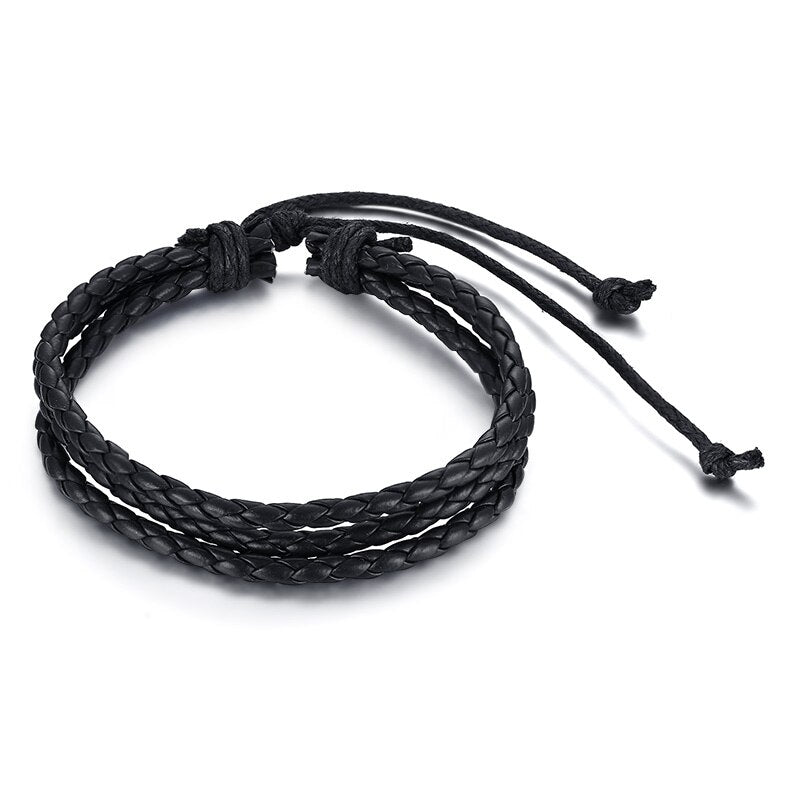 Retro Rotating Fish Bone Bead Bracelet Original Tribal Jewelry for Men Surfer Cuff Braslet Length Adjustable Bangle