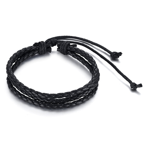 Retro Rotating Fish Bone Bead Bracelet Original Tribal Jewelry for Men Surfer Cuff Braslet Length Adjustable Bangle