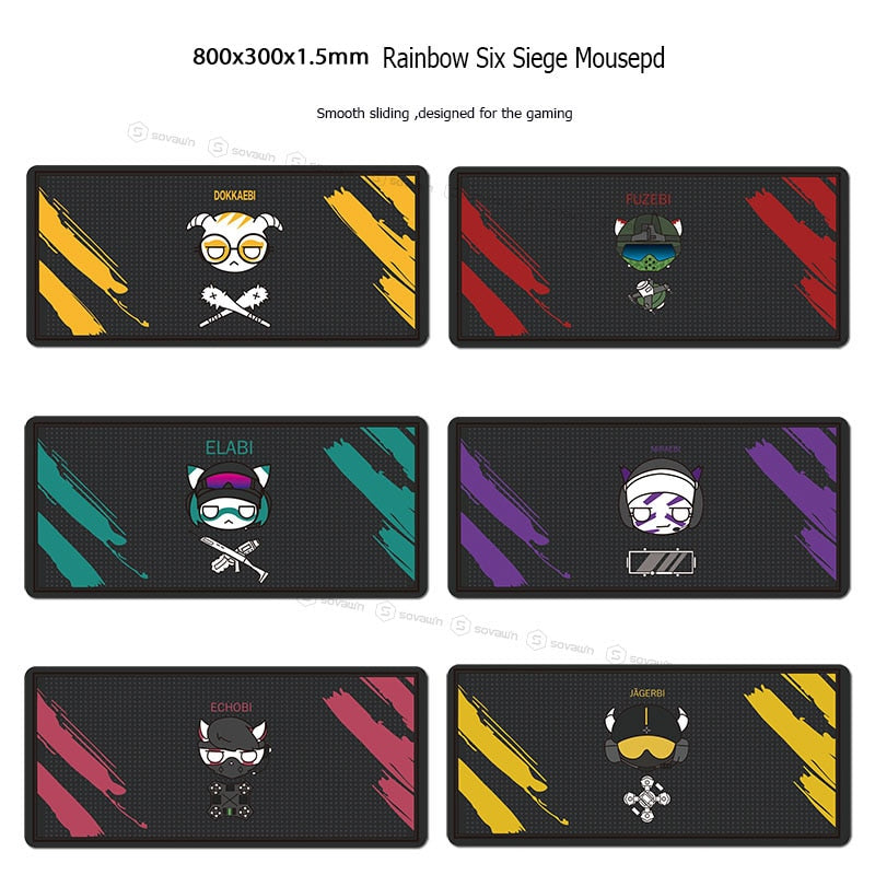 Cute Rainbow Six Siege 80x30cm Rubber Super Large PC Mousepad Gamer Gaming Mouse Pads XL Desk Keyboard Mat for Computer Laptop