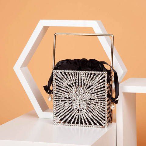 Shiny star Diamonds Evening Bags Women 2020 New Luxury Rhinestone Metal Cage Clutch Purse Female Chic Hollow Out Shoulder Bags