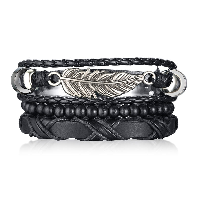 Retro Rotating Fish Bone Bead Bracelet Original Tribal Jewelry for Men Surfer Cuff Braslet Length Adjustable Bangle