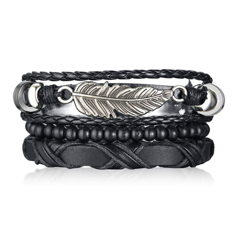Retro Rotating Fish Bone Bead Bracelet Original Tribal Jewelry for Men Surfer Cuff Braslet Length Adjustable Bangle