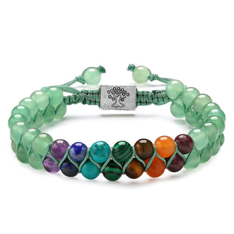 Yoga Meditation Bracelet - Healing Crystal Double Layer Natural Gemstone Beaded Anxiety Bracelets For Women