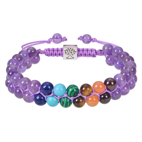 Yoga Meditation Bracelet - Healing Crystal Double Layer Natural Gemstone Beaded Anxiety Bracelets For Women