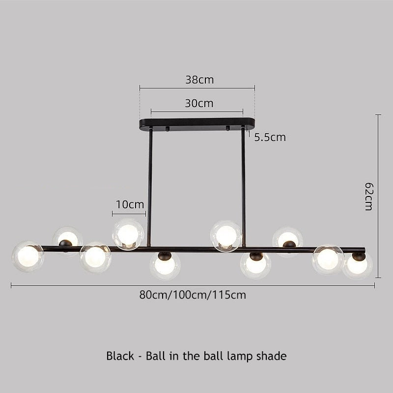 SANDYHA Modern Simple Bubble Ball Long Strip Chandeliers Minimalist Creative Hanging Lights Magic Bean Iron Art Restaurant Lamp
