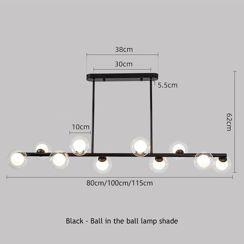 SANDYHA Modern Simple Bubble Ball Long Strip Chandeliers Minimalist Creative Hanging Lights Magic Bean Iron Art Restaurant Lamp